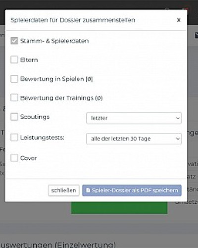 Noch mehr Exportmöglichkeiten: Spielerlisten und Spielerdossier