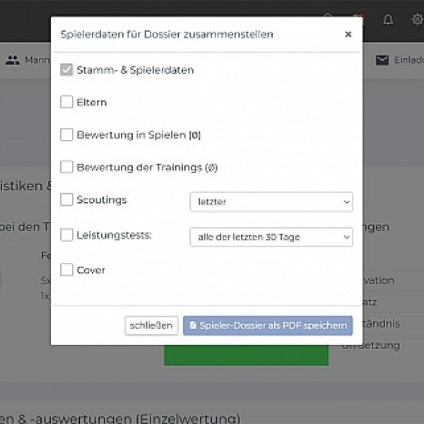 More export options: player lists and player dossier