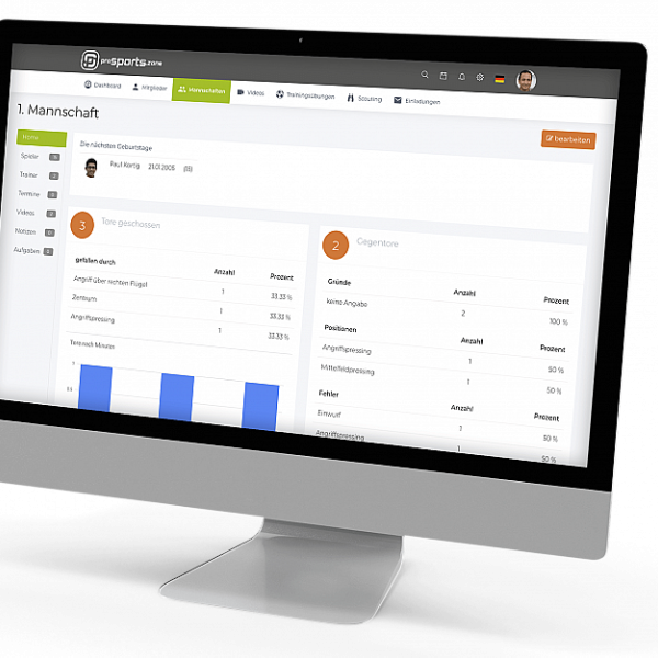 Mannschaftsverwaltung mit proSports-Software